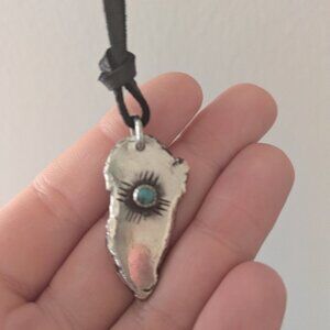 Lilly Fiona Scrappy Nugget Turquoise and Sterling Silver Necklace with Cord